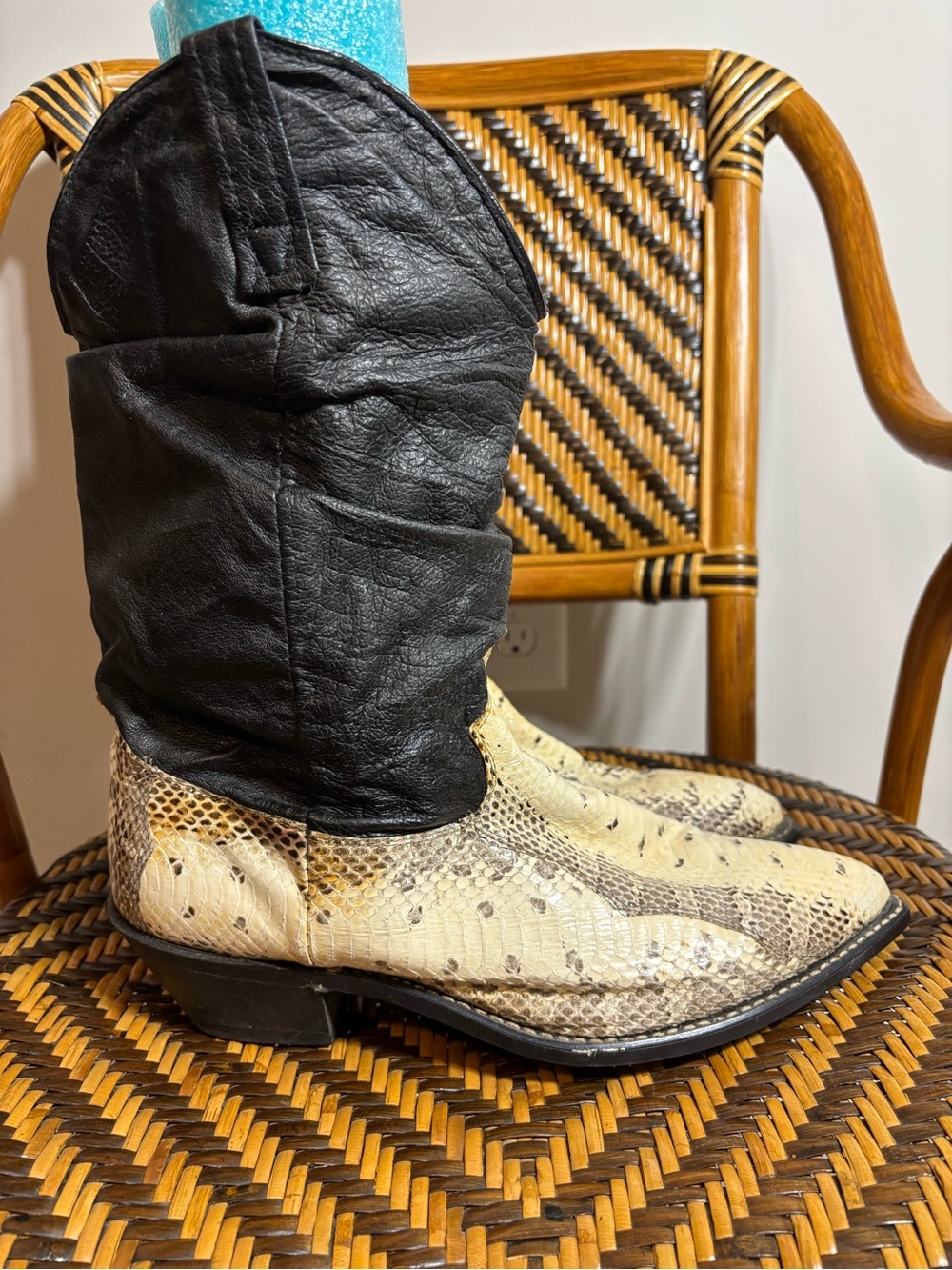 Vintage Western Exotic Snakeskin Cowboy Boots 10.5 Wide